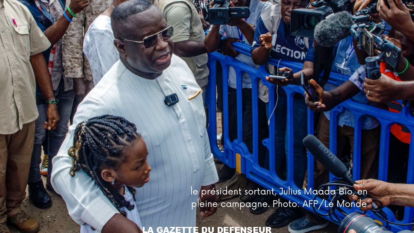 le président sortant, Julius Maada Bio, en pleine campagne. Photo AFPLe Monde